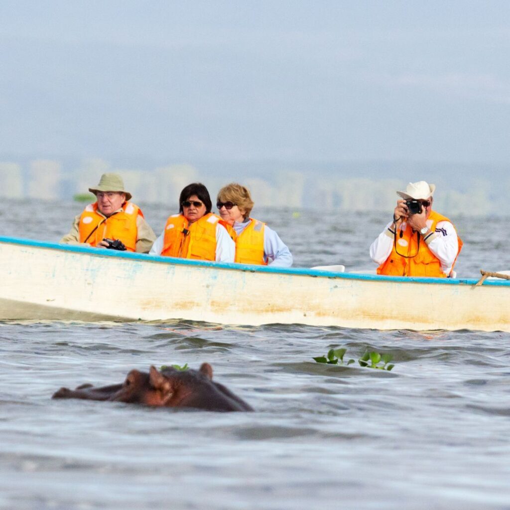 Tourists in Lake Naivasha