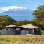 Camp with view of the Kilimanjaro