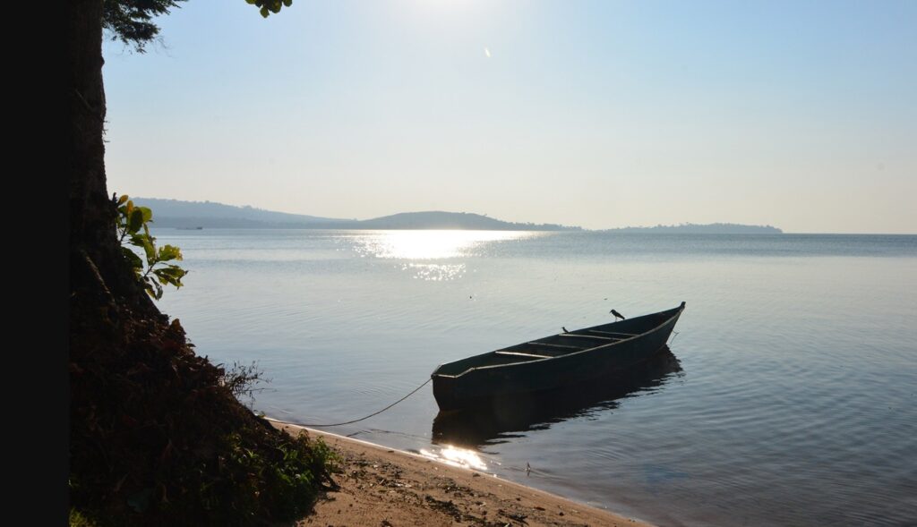 Lake Victoria Shore With A Fishing Boat
